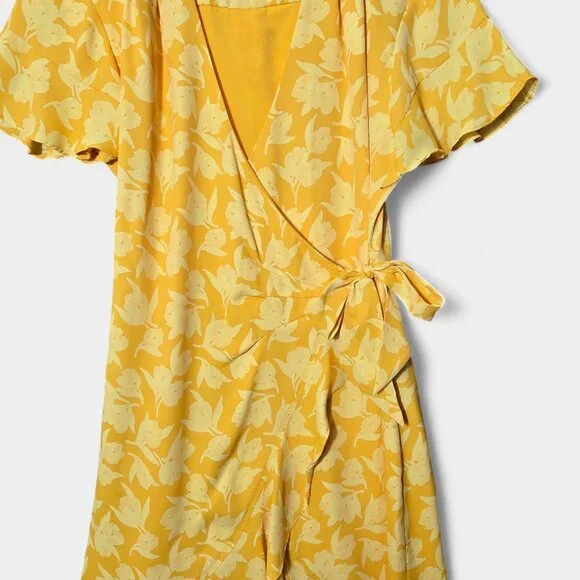 Joie Amelian Floral Wrap Dress Yellow M Romantic Feminine Resort Garden Party - Picture 4 of 12